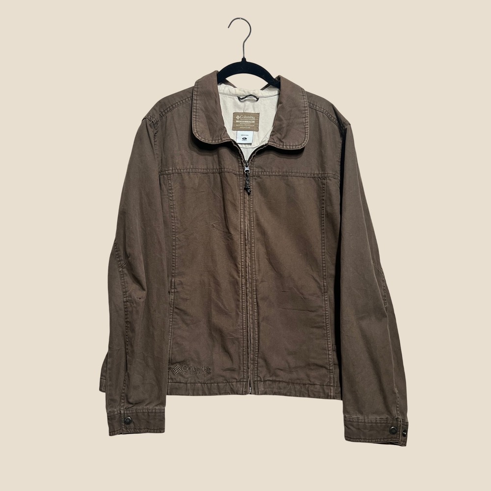 Columbia Granite Cloth Lite Workwear Jacket Brown Womens XL Full Zip Utility - Picture 1 of 11